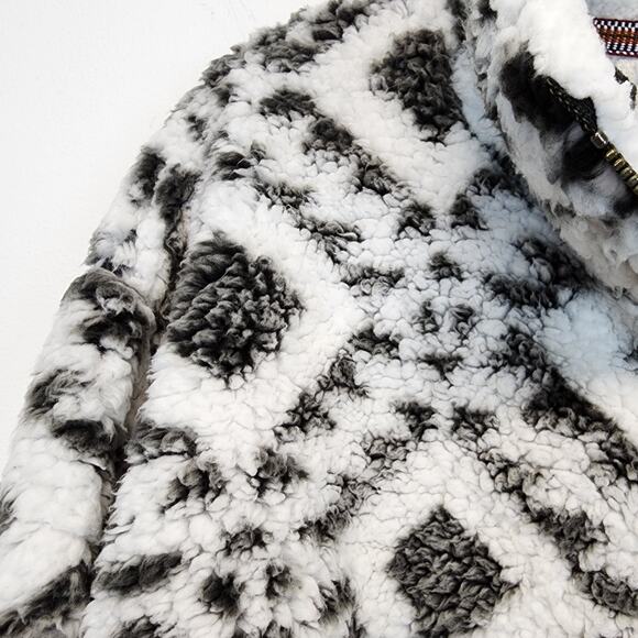 North Carolina Tar Heels 1/4 Zip Sherpa Jacket Size L Gray Relaxed Aztec Print - Picture 5 of 12